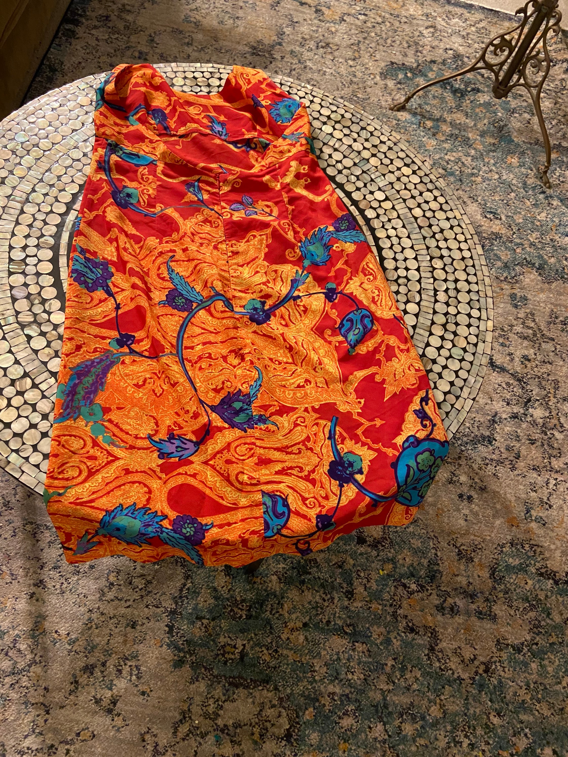 286 イタリア製 ヴィンテージ KENZO TAKADA jungle レース 80s Vintage KENZO Jungle Mixed Pattern Halter Neck Dress by