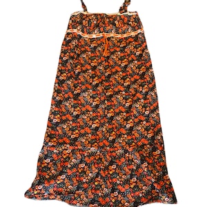 1970s Vintage Floral Print Maxi Dress 34 inch Bust