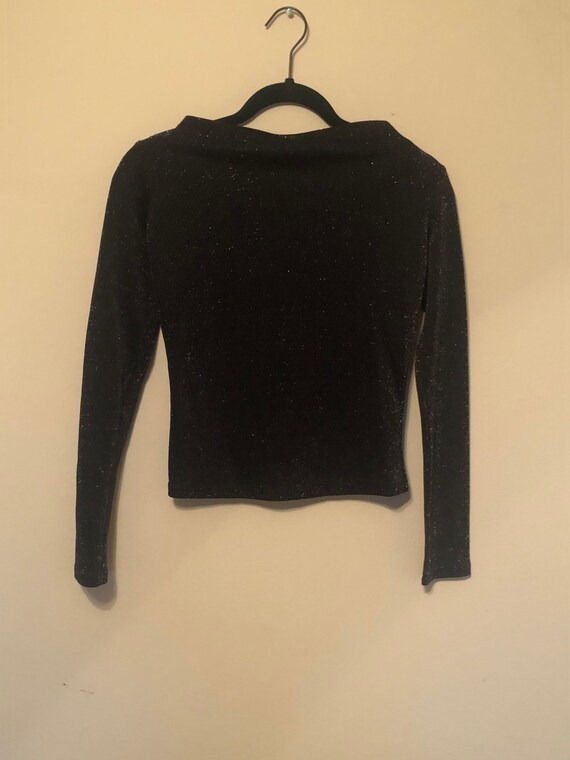 90s Vintage Black Body Con Long Sleeved Slight Cr… - image 5