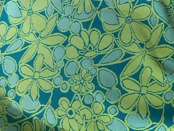 1970s Vintage Blue & Green Floral Print Skirt Siz… - image 2