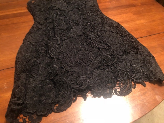 1980s Vintage One Shouldered Black Mini Dress Siz… - image 10