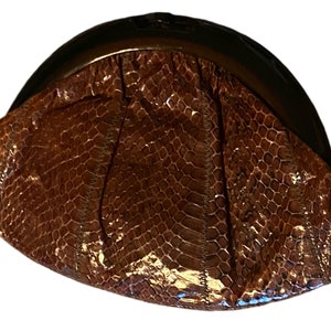 1970’s Brown Snakeskin Clutch 11.25w x 7 inches