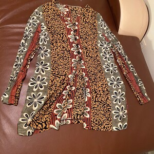 90s Vintage Mixed Pattern Floral And Animal Print Long Sleeved Blouse Size Medium