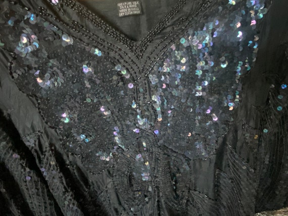 1980s Vintage Silk Heavily Beaded Sequined & Bead… - image 4