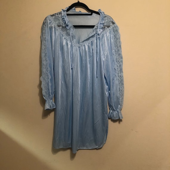 70s Vintage Blue Lace Nightgown