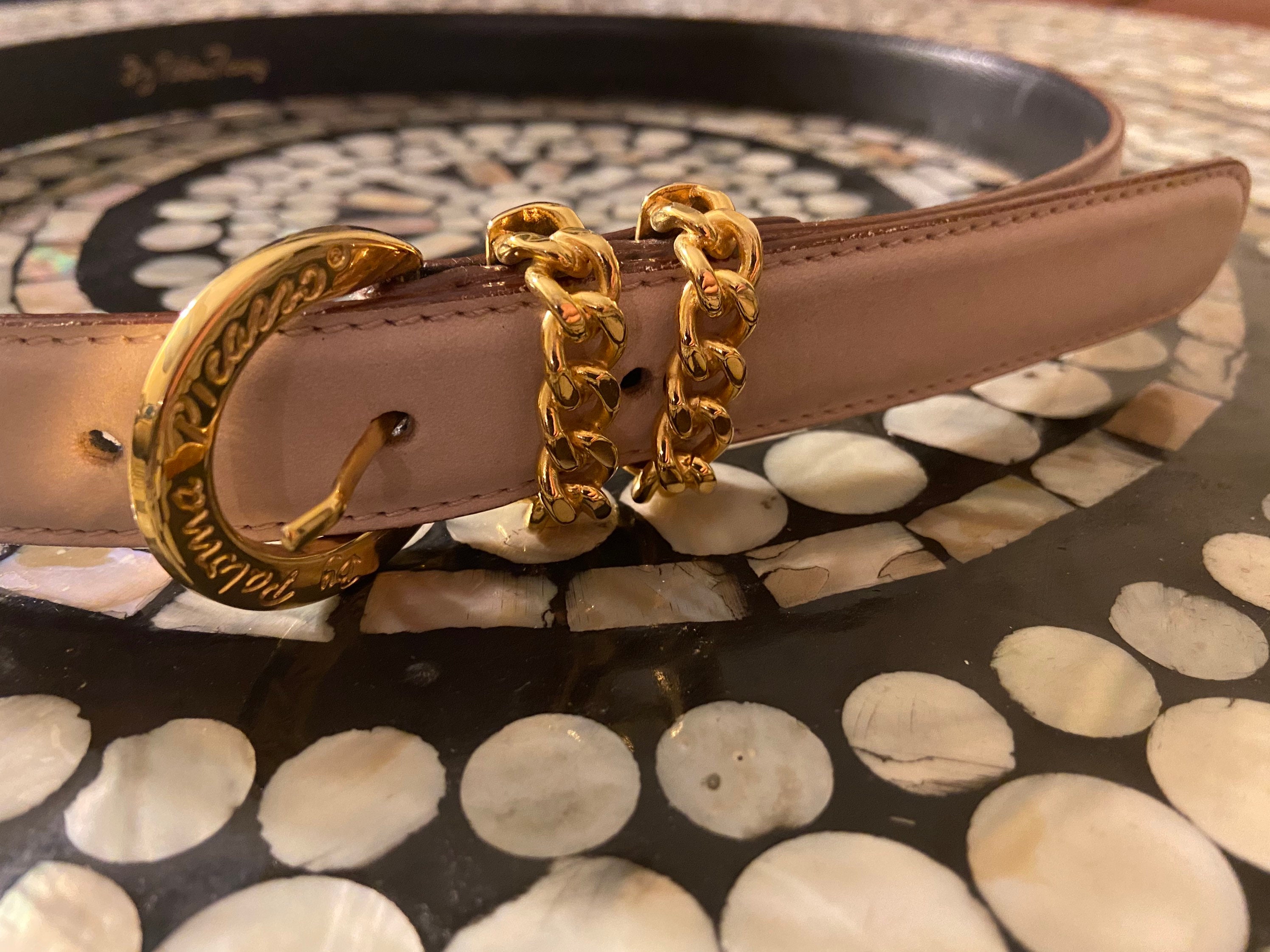 Paloma Picasso Cream Belt with Gold Detail PALOMA PICASSO Ivory/Creme Leather Gold-Tone Buckle Ladies  main image 4