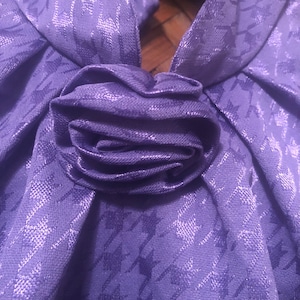 Purple, long sleeved vintage 80s top with fabric rose