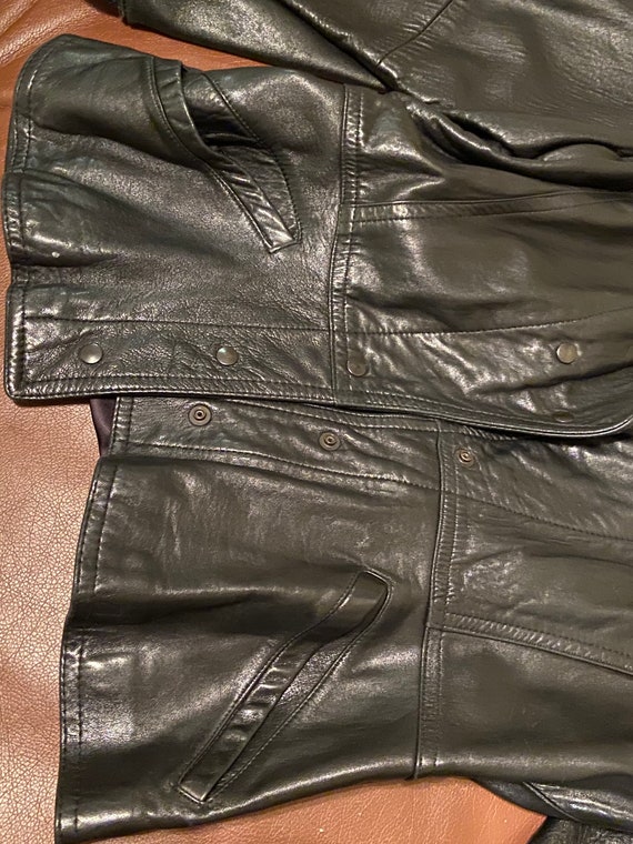 80s Vintage Black Leather Jacket By Ann Taylor Si… - image 3