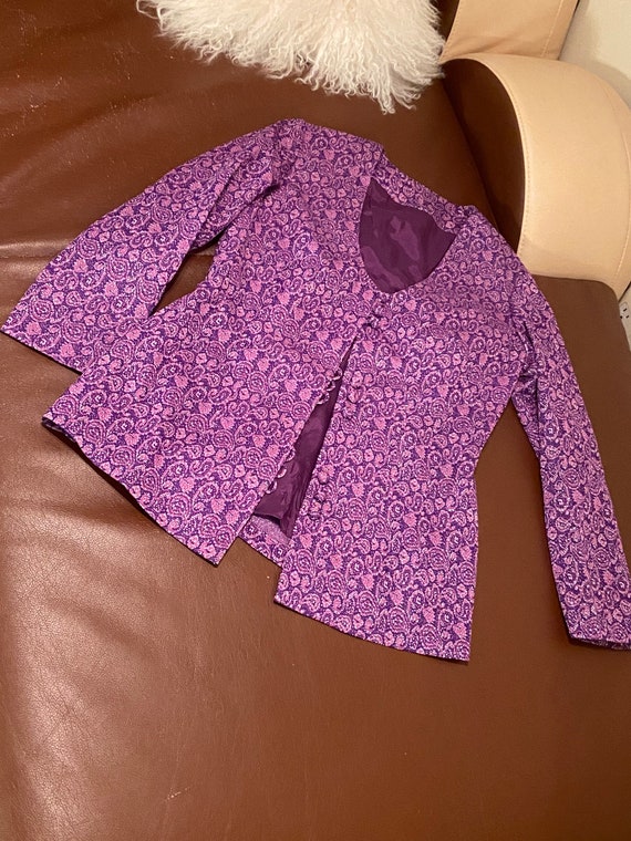 1960s Purple And Pink Silver Metallic Paisley Jack