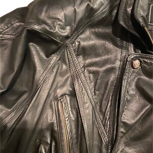 1980s Vintage Black Leather Jacket By Euro Mond Of California Size Medium To Large image 6