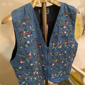 1990s Vintage Vest With Beadwork And Embroidery With Original Tags Never Worn Size Medium