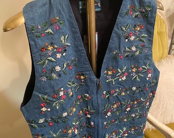 ヴィンテージ90年代刺繍花柄ベスト、90年代花柄ベスト、ヴィンテージ ヴィンテージ90年代刺繍花柄ベスト、90年代花柄ベスト、ヴィンテージ