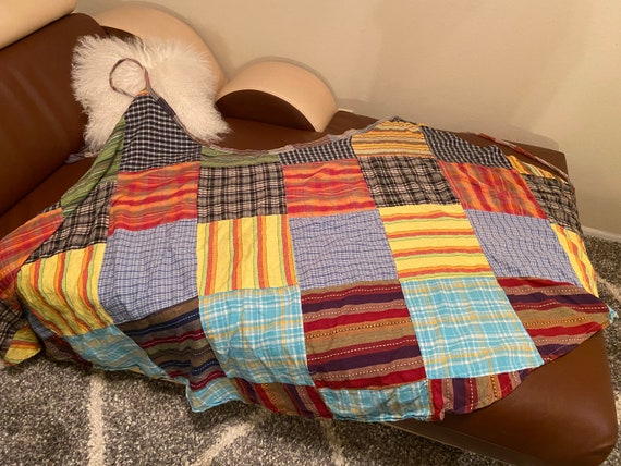 Vintage Mixed Pattern Patchwork Wrap Skirt size m… - image 5