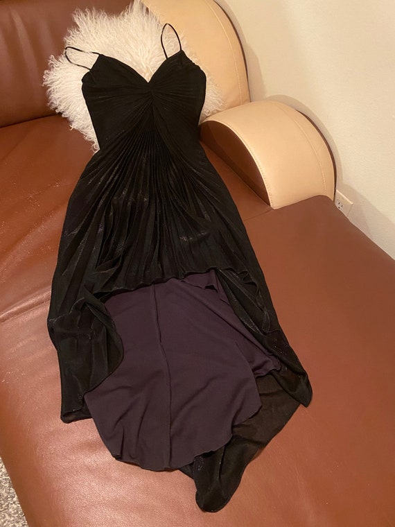 80s/90s Does 50s Vintage Black Pleated Dress KiKi… - image 10