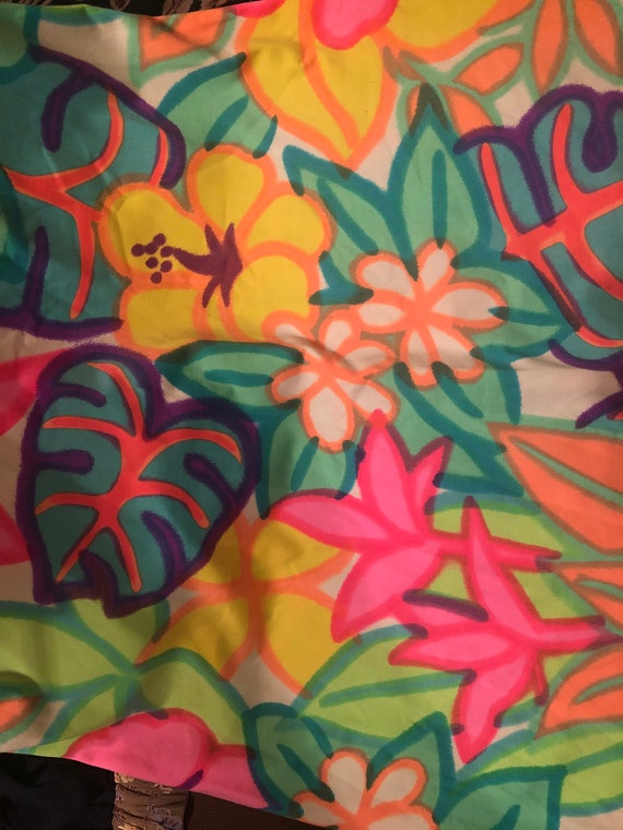 80s Vintage Moda International Tropical Print Dre… - image 5