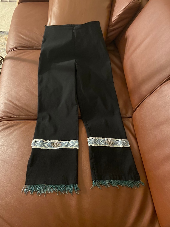 Pantalon vintage de los anos 90 con abalorios y lentejuelas hechos a mano por Cache Made in France Tamano pequeno 26 pulgadas de cintura Etsy Mexico