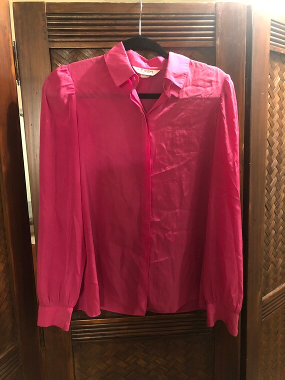 Hot pink Vintage 1980s Blouse by St. John - image 4