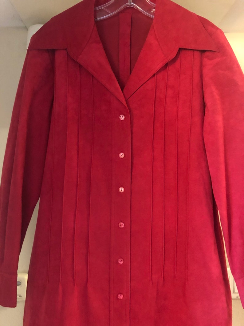70s Vintage Red Ultrasuede Dress By Abe Schrader