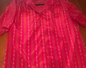 90s Vintage Hot Pink Short Sleeved Button Up Top Size Medium