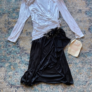 1980s Vintage Dress With Beaded And Sequined Rosette Never Worn With Tags By Home Shopping Club The Original HSN fits small to medium