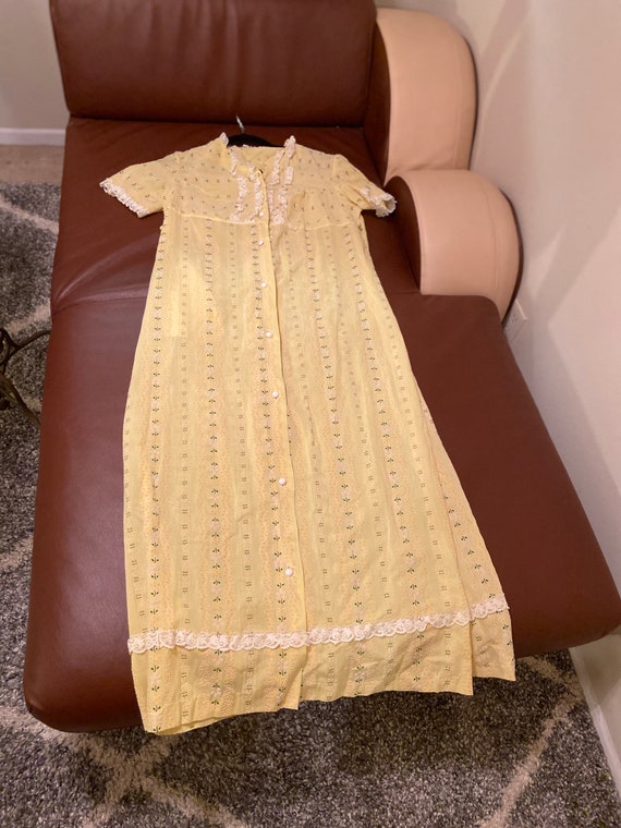 60’s Yellow Floral Print Dress