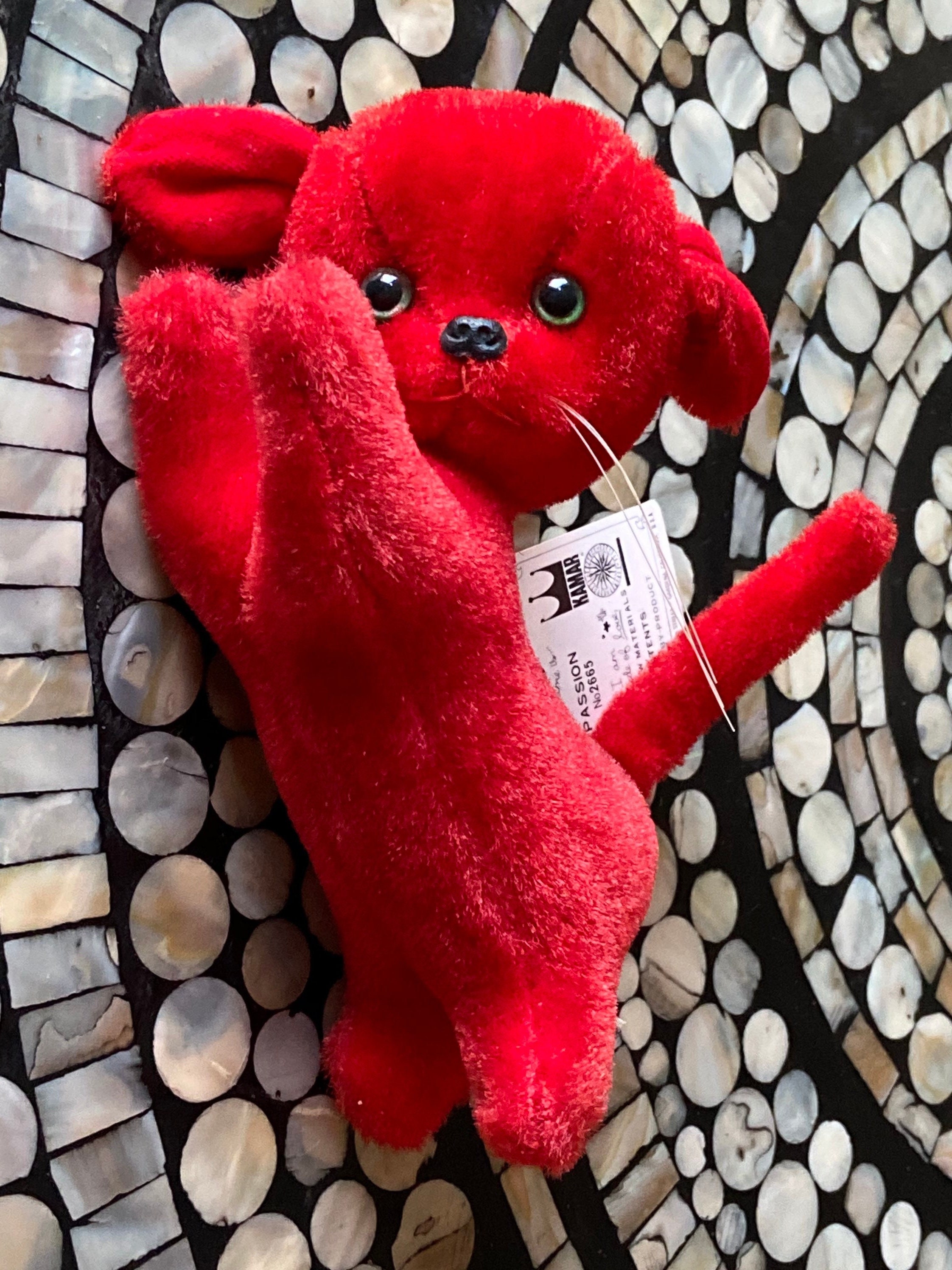 1968 Vintage Red Plush Vintage Cat With Original Tags by KAMAR - Etsy