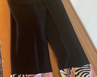 Vintage Alberto Makali Mixed Pattern Zibra Floral Print Capri Pant Size 33 waist