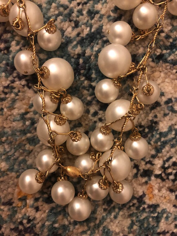 50s Vintage Costume Jewelry Pearl Necklace - image 5