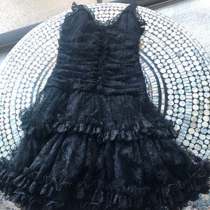 80s Vintage Jessica McClintock Black Lace Dress image 5