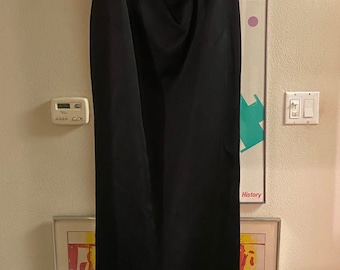 1990s ABS Black Strapless Gown with Train