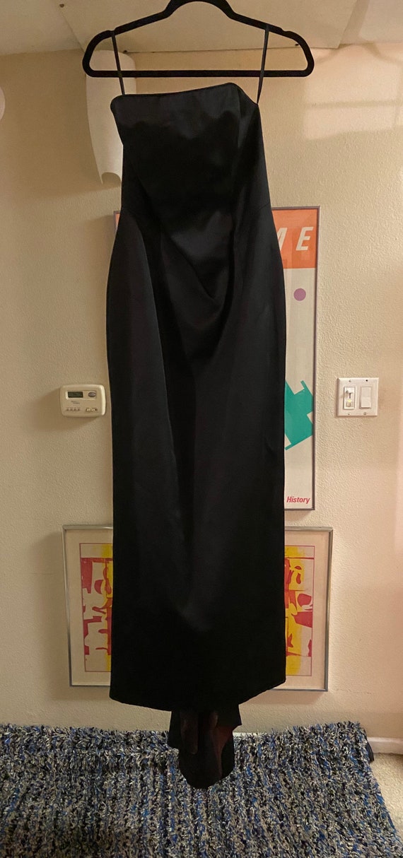 1990s ABS Black Strapless Gown with Train