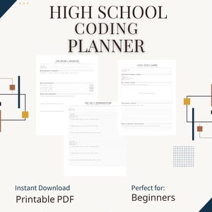 Planificateur de projet de codage pour l'école à la maison, journal d'apprentissage autodirigé pour adolescents (téléchargement PDF)