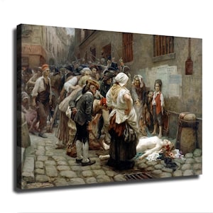 Historical French Revolution Canvas Art, Classical Street Battle Painting, 19th Century War Wall Decor, Dramatic Realism Print