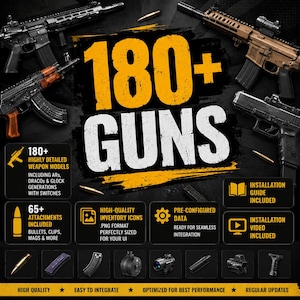 Pacote de Armas 180+ | Mais de 65 Acessórios | Guia de Instalação para FiveM com Vídeo | Basta Arrastar e Soltar