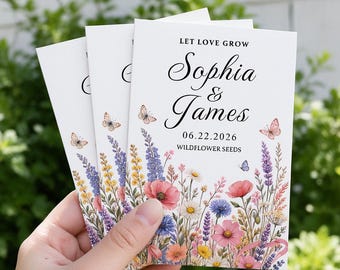 Personalized Wildflower Seed Packets, Wedding Seed Packet Favors with Seeds Included, Let Love Grow, Bulk Wedding Gifts