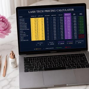 Lash Tech Pricing Calculator | Know Exactly What to Charge for Every Lash Service | Lash Business Tool | Google Sheets & Excel