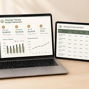 Massage Therapist Business Bundle | Bookkeeping, Pricing Calculator & Gift Certificate Tracker | LMT Excel Google Sheets