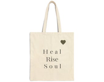 Bolso tote Heal Rise Soul / Bolso tote de lona con tipografía minimalista de corazón
