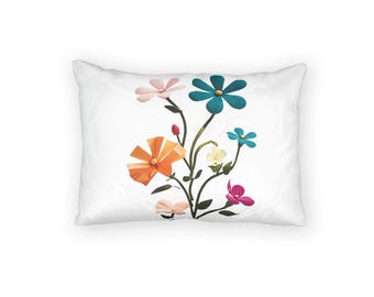 Sham - for your pillow— Colorful Hand-Drawn Wildflower Design