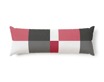 Geometric Block Body Pillow  Modern Pink, Raspberry, Gray, and white Lumbar Support