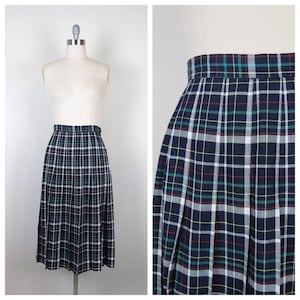 Vintage plaid skirt 1980s pleated dark academia school girl Talbots