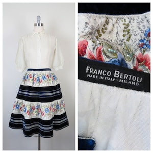 Vintage 1950s formal skirt, cocktail, floral, sequined, holiday, hostess, fit and flare, circle, medium, 28&quot; waist