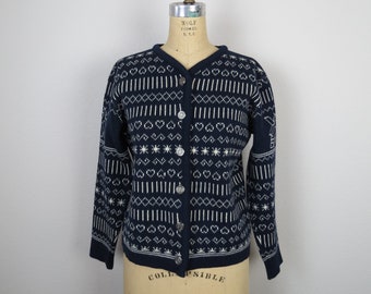 Vintage Norwegian wool sweater, cardigan, Nordic, fair isle, size large