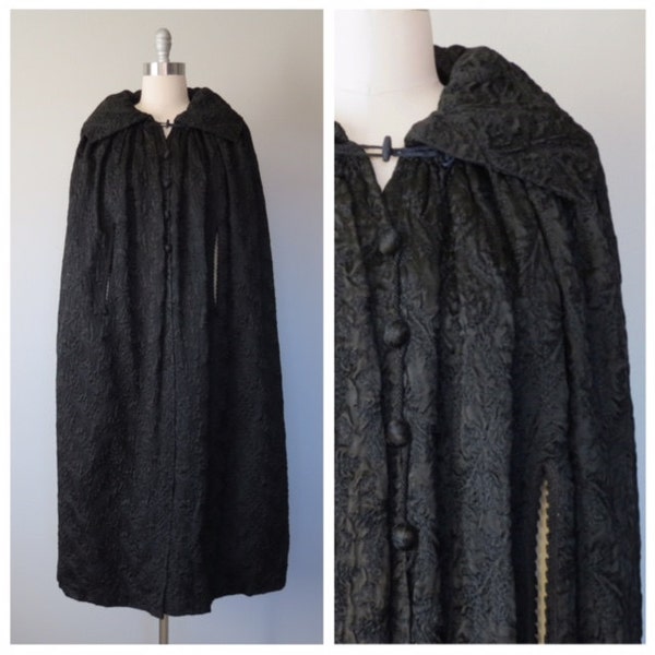 20s embroidered silk satin opera cape one size / 1920s cocoon coat