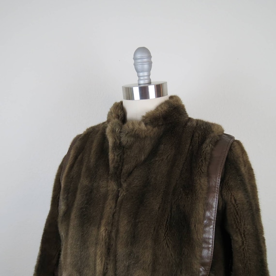 Vintage 1970s Lilli Ann coat faux fur leather bom… - image 5