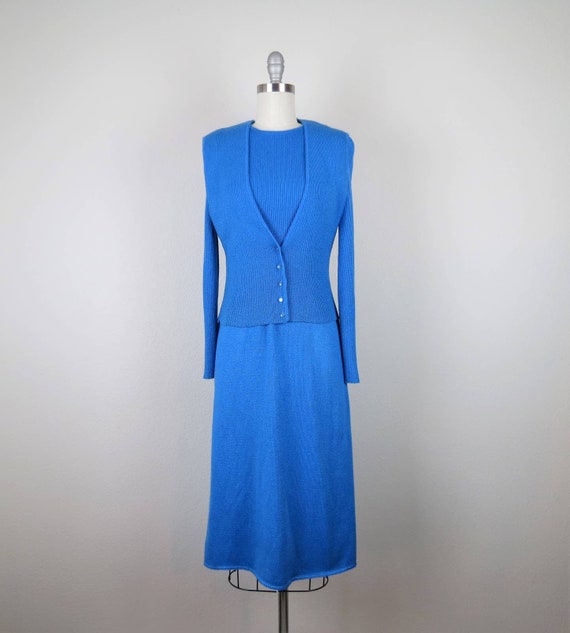 Vintage 1970s knit dress set, 2 piece, vest, mod,… - image 2