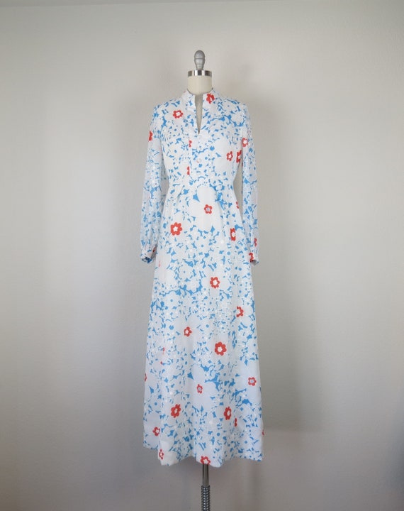 Vintage 1970s flower power floral maxi dress mod … - image 2