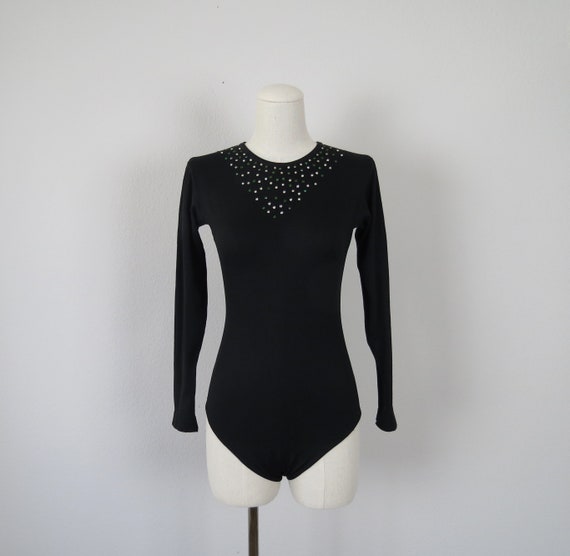 size xxs - xs vintage 1960s bejeweled body suit le