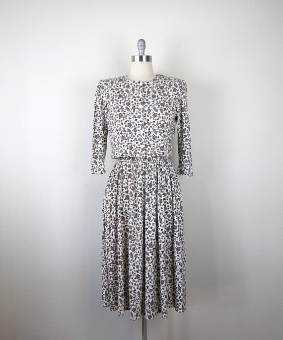 Vintage 1980s floral dress set 2 piece skirt and … - image 2