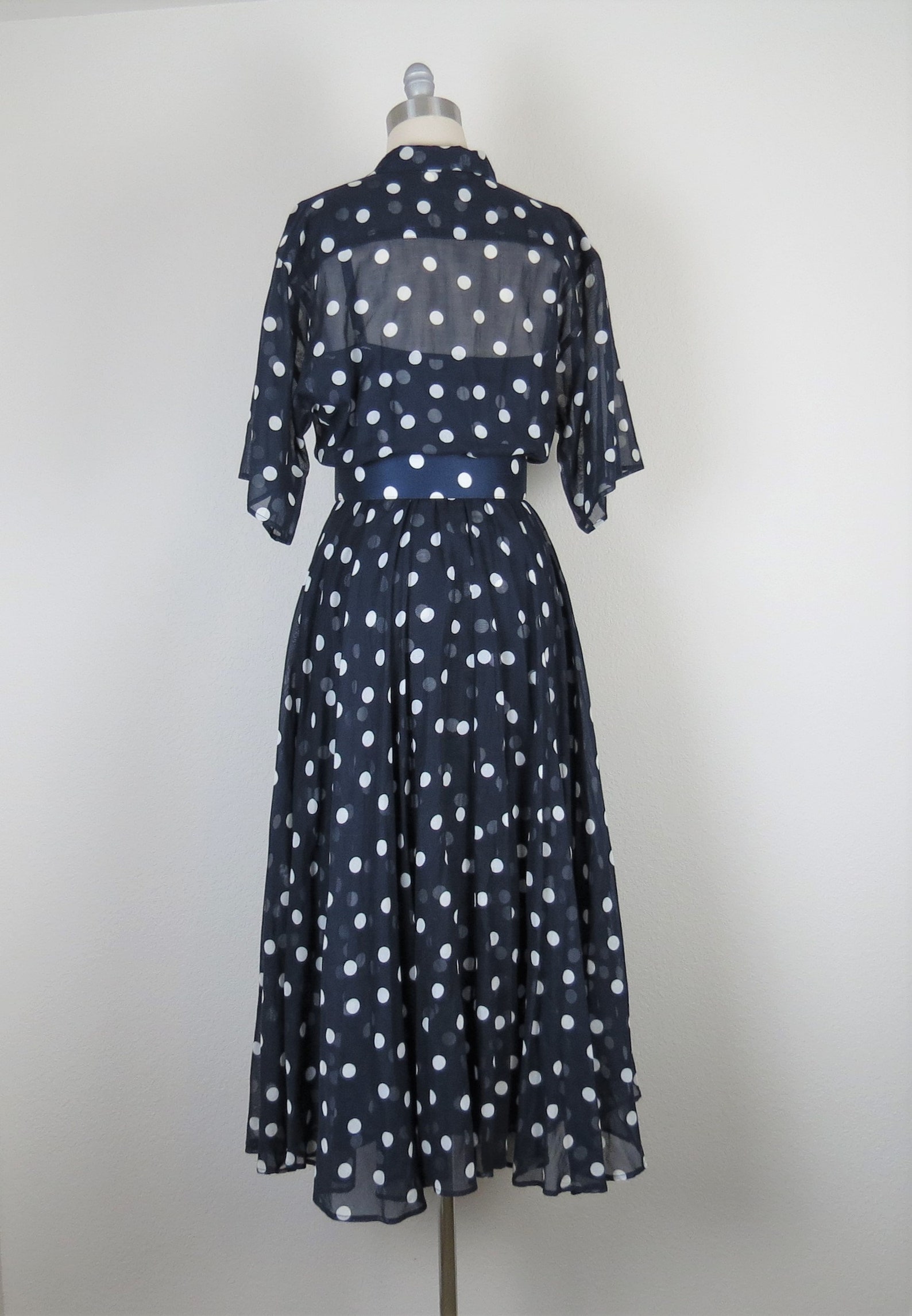 Vintage 80s 1980s Polka Dot Shirtwaist Dress and Matching | Etsy